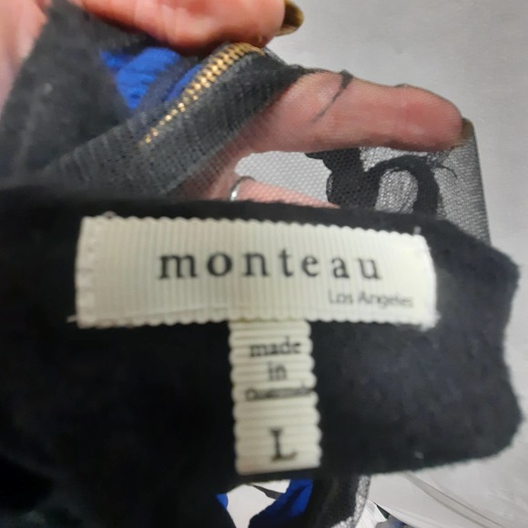 Y2K Royal Blue Monteau LA fit & flare Midi dress with back zipper and mesh Lg - Picture 3 of 4